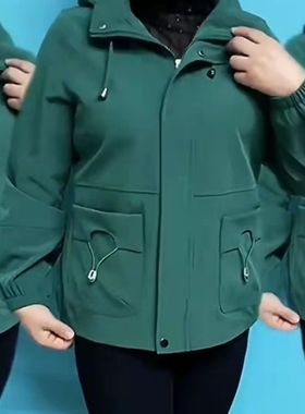 妈妈春秋装外套洋气2023新款40岁50中老年女秋装活帽上衣夹克衫