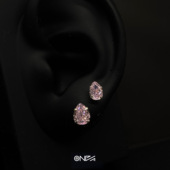 ONEPART 耳钉男女通用925银合成锆石耳饰 5A冰花切水滴形美式