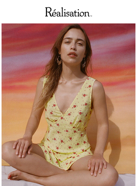 RealisationPar  连衣裙淡黄碎花真丝茶歇裙法式夏The Isabelli