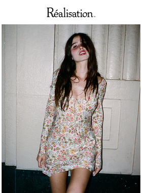 RealisationPar 连衣裙长袖碎花真丝短款A字裙25年新 The Serena