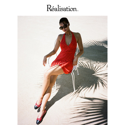 RealisationPar复古波点真丝裙
