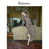 RealisationPar Gia The 赵露思同款 船领斑马纹真丝长裙