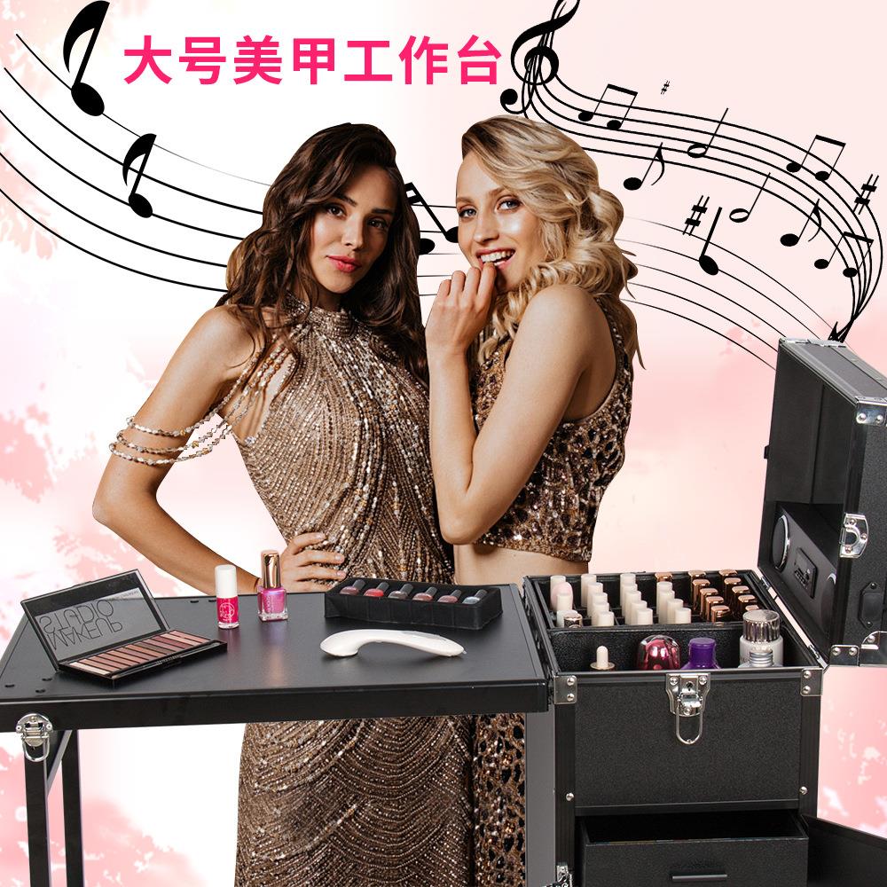 多层万向轮美甲工具箱 纹绣指甲油化妆品收纳箱 上门多功能化妆箱