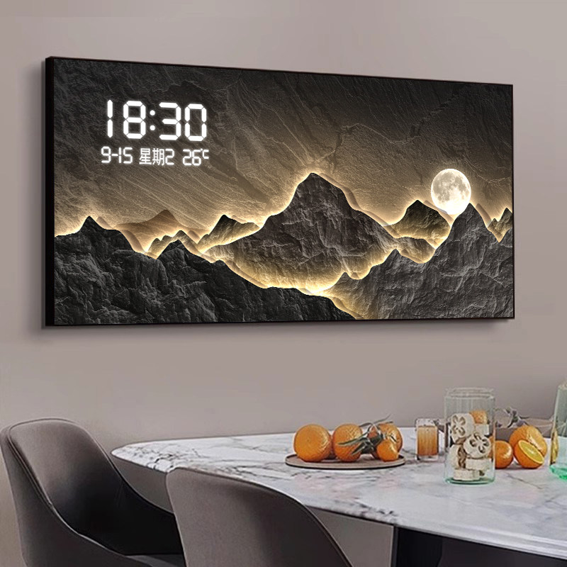 大尺寸电表箱装饰画创意电子钟挂墙强配电箱遮挡空气开关钟表壁画