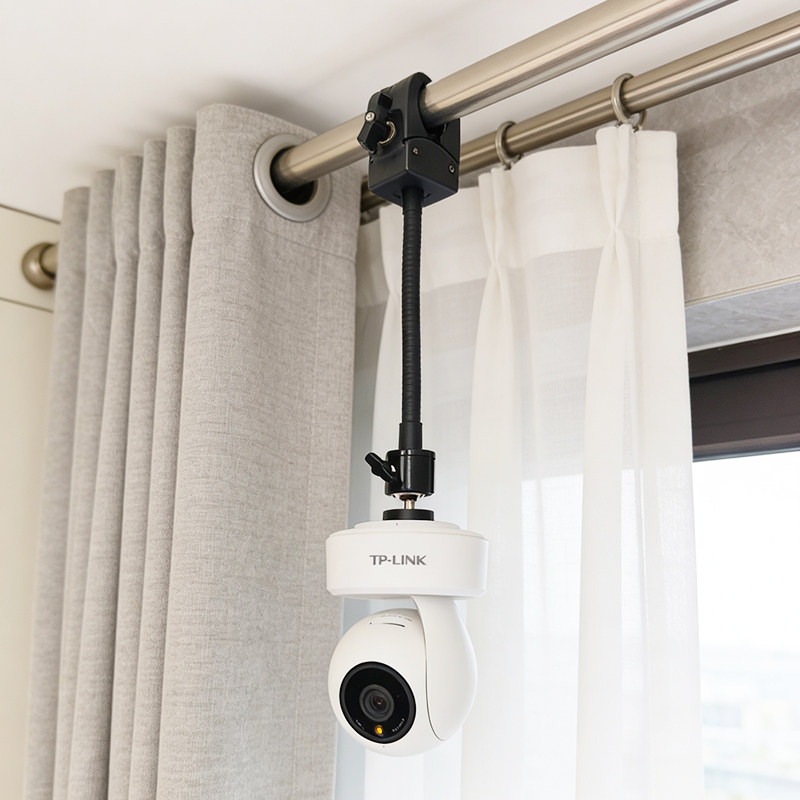 监控摄像头支架窗帘杆轨道通用免打孔云台旋转调节多角度小米萤石