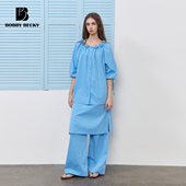 BobbyBecky 不规则手帕裙 气质裙裤 春野 天丝手工花朵衬衫