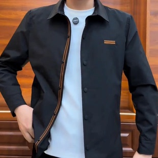 秋冬新款时尚商务气质翻领上衣男士欧货设计感潮流痞帅夹克开衫