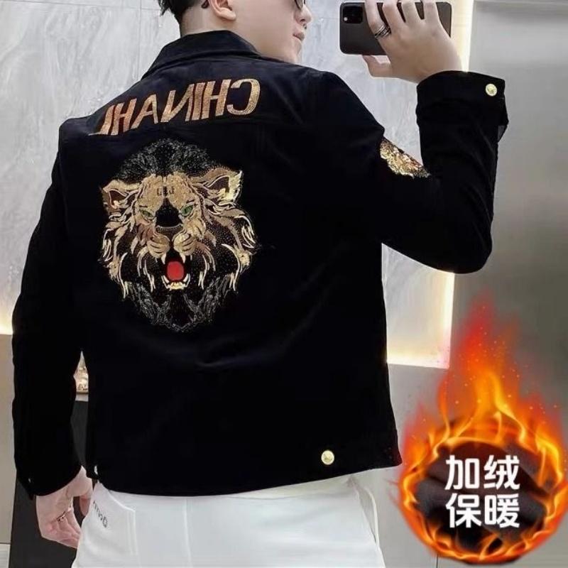 欧货时尚个性刺绣亮片夹克外套