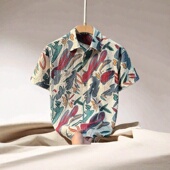 衬衫 文艺个性 男士 时尚 印花休闲衬衣服 夏季 轻奢潮牌设计感花色短袖