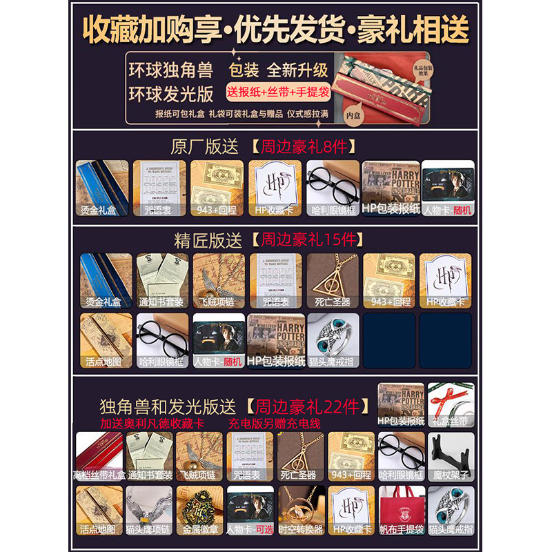 哈利波特魔杖赠品，仅包含周边赠品，不含魔杖和魔杖盒子