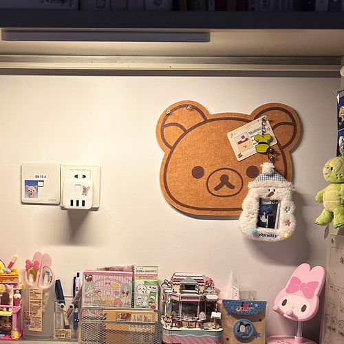 轻松熊毛毡板学生宿舍照片墙展示板可爱卡通首饰收纳好物墙贴装饰
