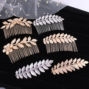 金属树叶发夹发梳网红倒插梳刘海夹顶夹发卡发饰女韩国后脑勺头饰