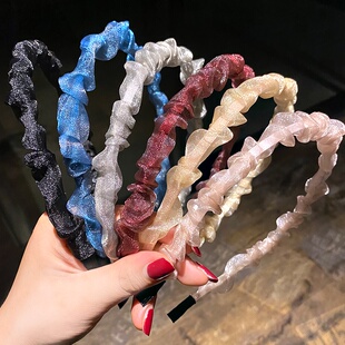 网纱褶皱发箍女超仙气碎发头箍复古法式细发卡发捆公主风头饰品