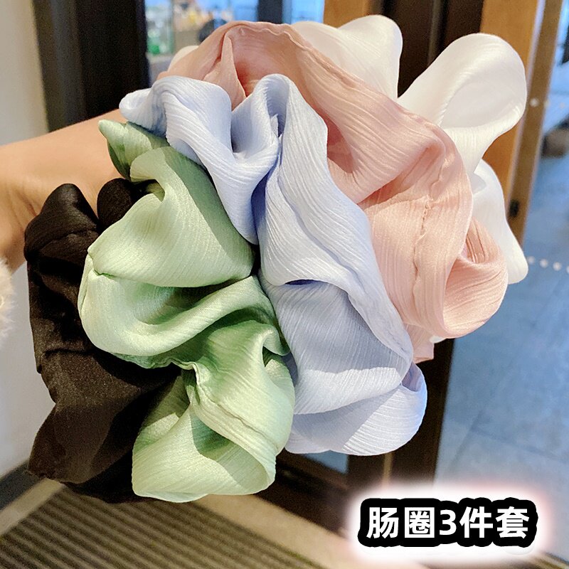 发圈大肠圈黑色简约气质纹理肥肠圈韩国布艺头绳皮套粗皮筋发饰女