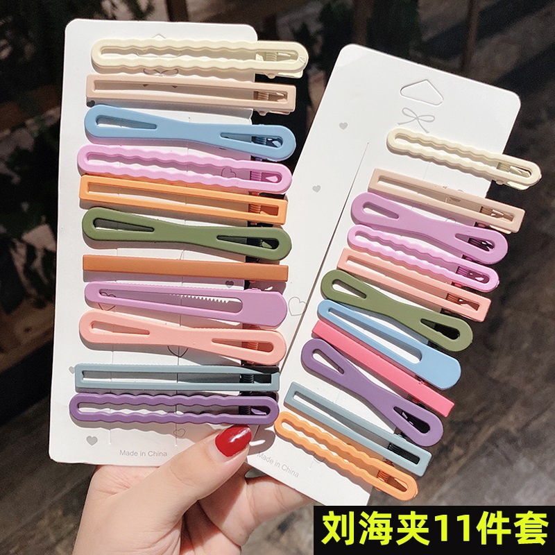 黑色一字夹女水钻碎发小夹子头饰发卡刘海夹后脑勺发夹卡子侧边夹