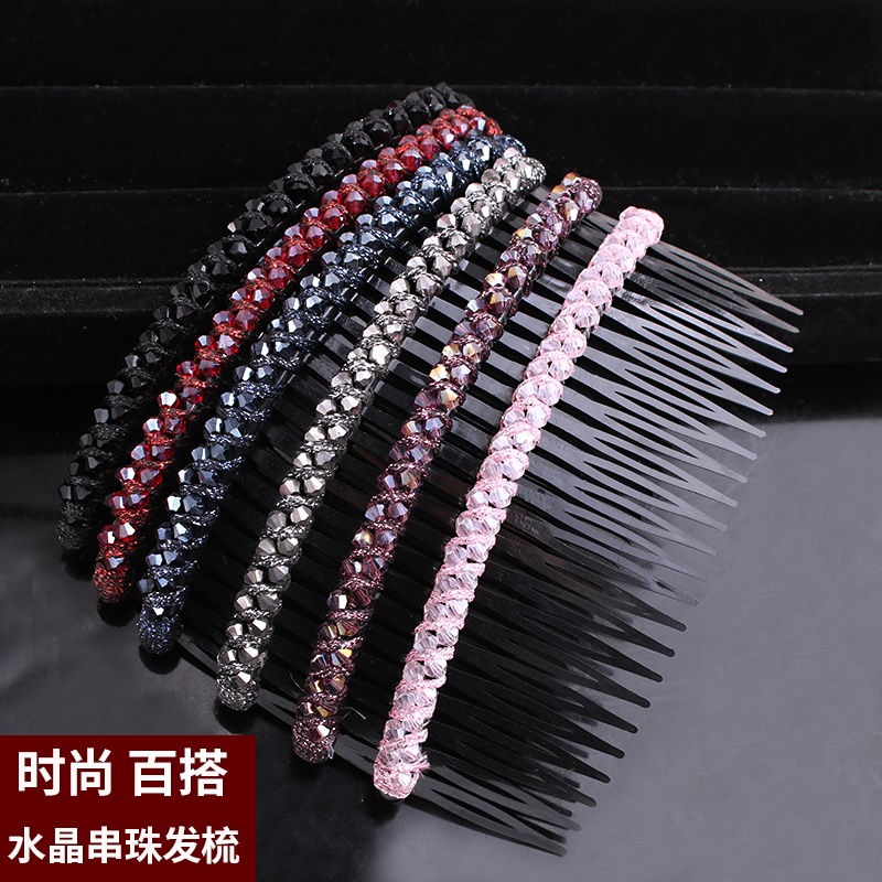 水晶带齿防滑刘海发夹子