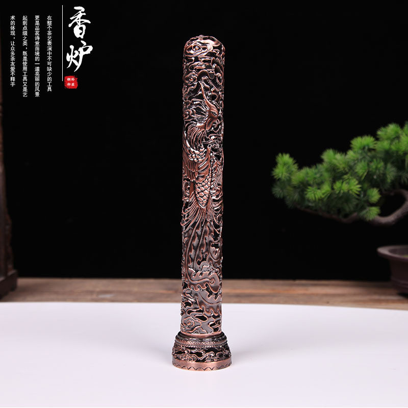 仿古立香炉线香插仿纯铜心经卧香炉檀香沉香茶道家用室内香筒