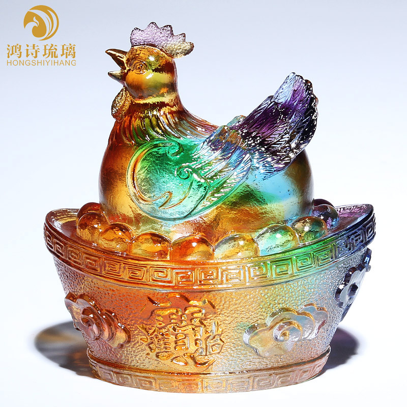 鸿诗琉璃生肖鸡的摆件搬家礼物乔迁新居礼品实用奢华送礼家居