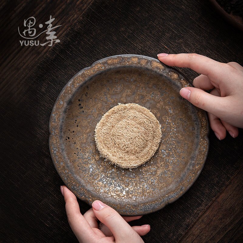 中式粗陶壶承茶承家用养壶托茶壶垫子功夫茶具配件陶瓷盘子小茶
