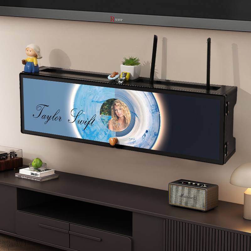 wifi路由器收纳盒电视柜排插座机顶盒装饰免打孔光猫遮丑置物架子