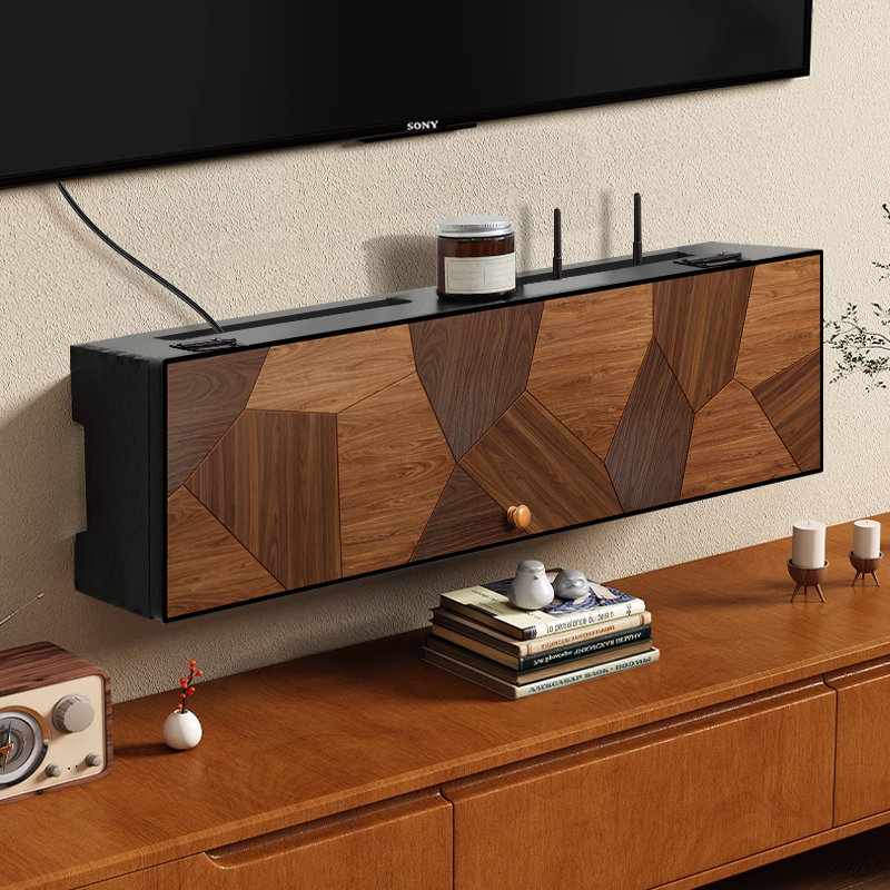 wifi路由器收纳盒免打孔墙上电视柜机顶盒电线插座遮挡装饰置物架