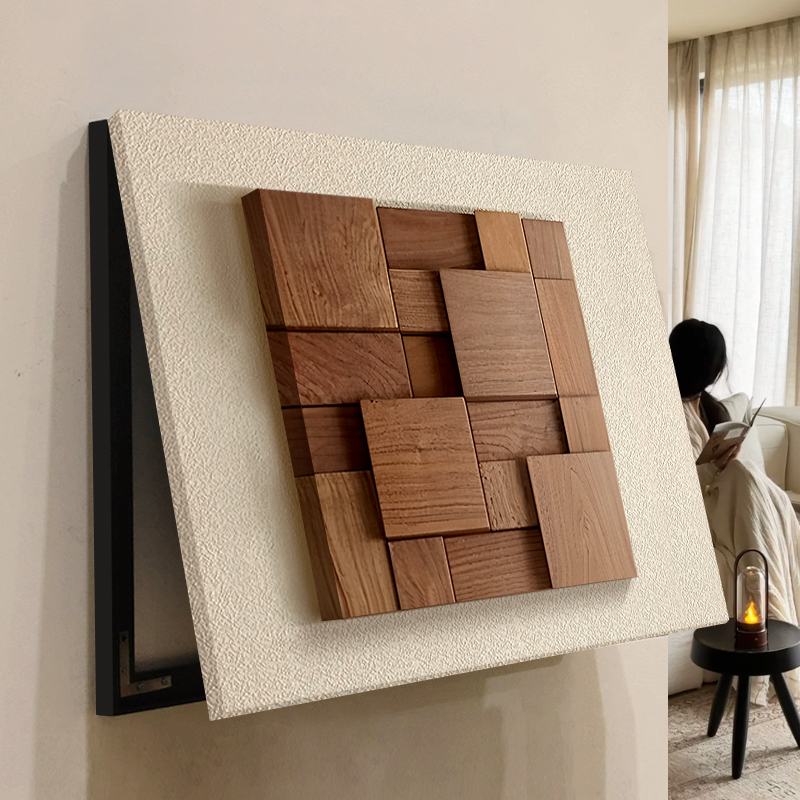 电表箱装饰画2025新款立体实木高级感壁画中古风配电箱盒遮挡挂画