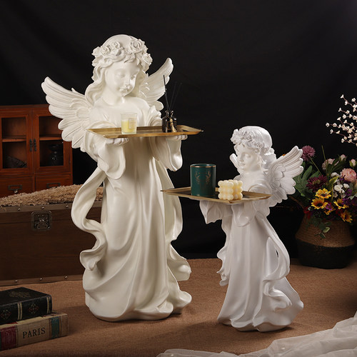 欧式天使落地托盘摆件客厅装饰品