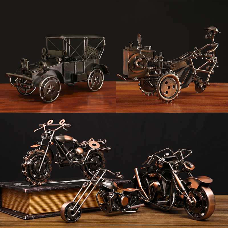 摆件玄关摩托车模型金属复古