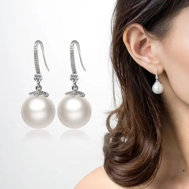 珍珠新款S999耳环气质银色耳饰饰品简约长款防过敏耳钉耳坠耳环女