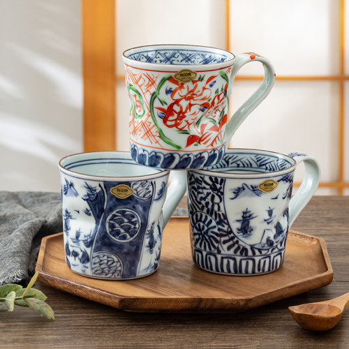 日本进口马克杯青花有田烧杯子