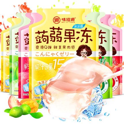 【味滋源蒟蒻果冻200g*1袋】水果汁蜜桃白桃芒果梅子味食品