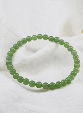 天然碧玉卡5单圈手串老坑料