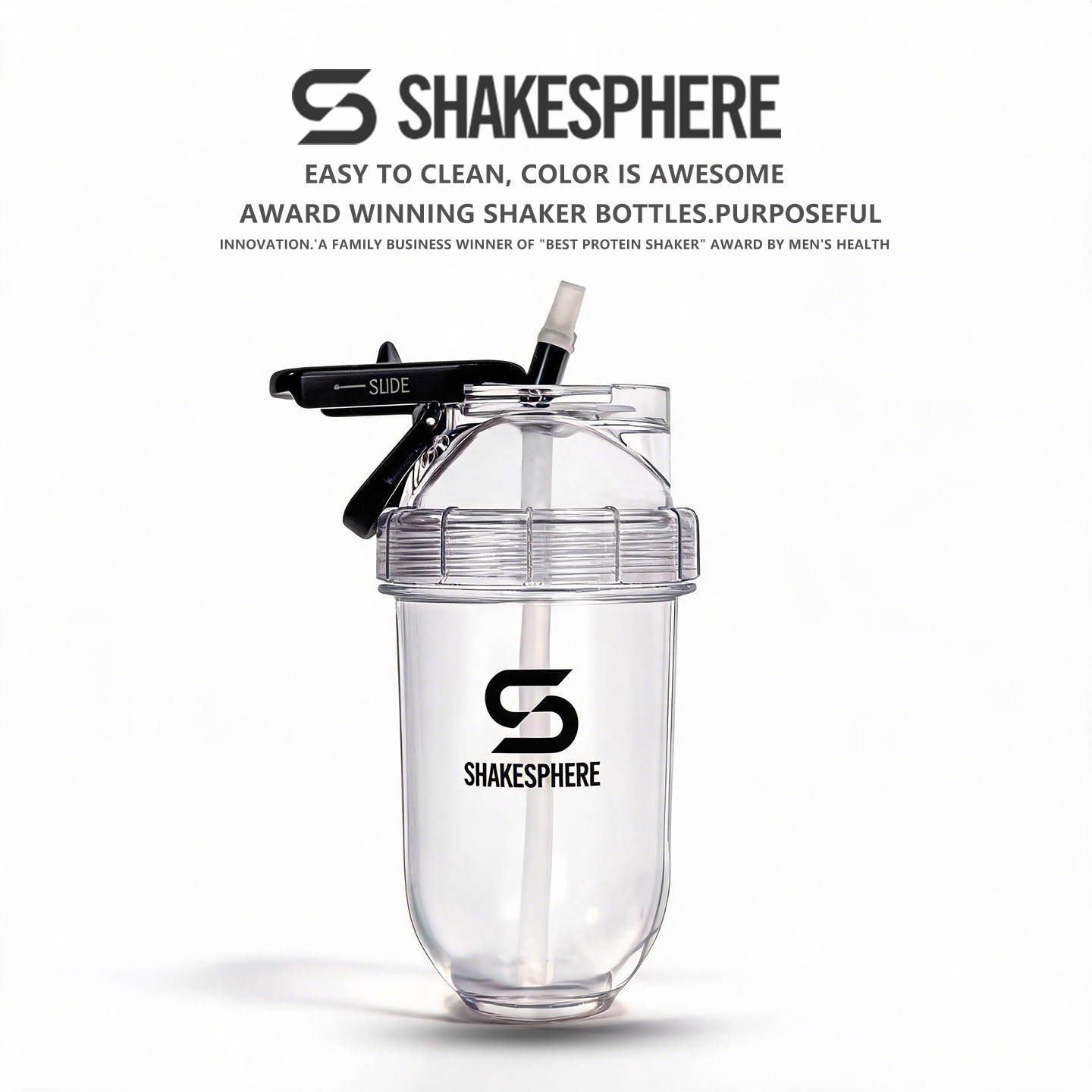 英国SHAKESPHERE吸管杯子高颜值tritan奶瓶材质塑料透明400ml水杯