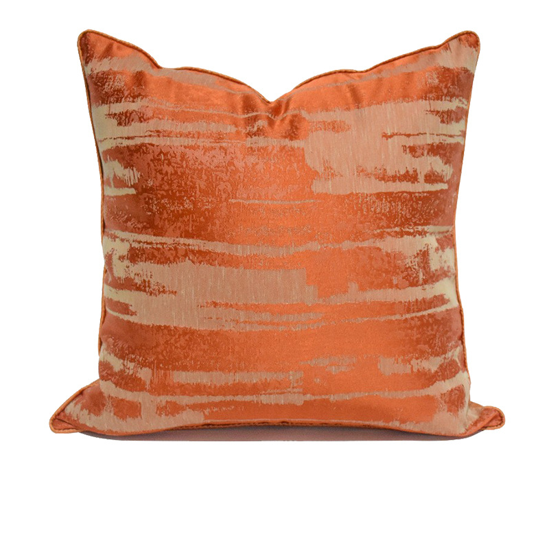 居家轻奢靠背枕橙色抽象拼接床头靠垫现代软装客厅沙发抱枕套