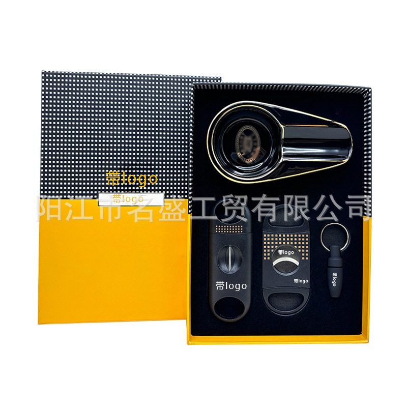 工厂古巴雪茄剪工具套装礼盒 雪茄剪刀陶瓷烟灰缸剪烟器v型剪