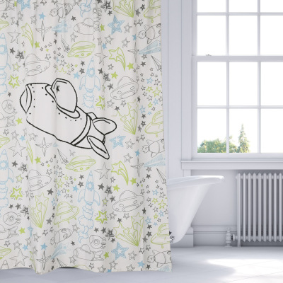 活动特价跨境浴帘窗帘不遮光图案版权可爱卡通儿童房浴室用帘子