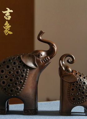 厂家直供吉祥大象盘香炉 创意动物子母象香薰炉香插 家居茶室