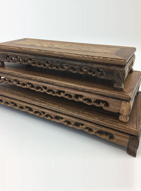 鸡翅木加长方形矮脚底座摆件木托质花瓶花盆实木奇石底座