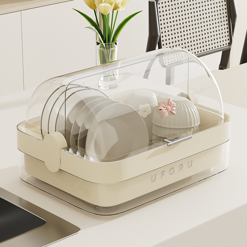 品唤严选沥水碗架奶油白（带盖）