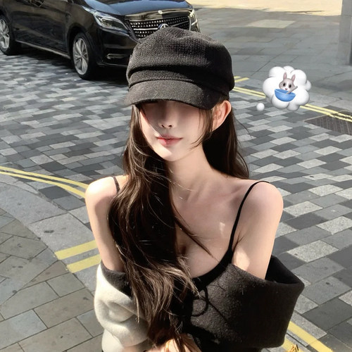 秋冬亚麻显脸小贝雷帽