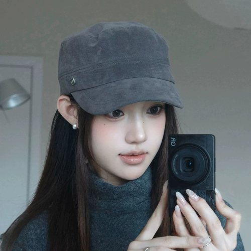 秋冬复古麂皮磨毛显脸小报童帽