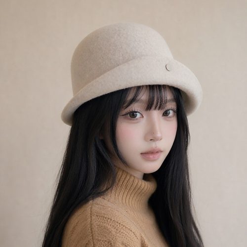 秋冬羊毛宽檐保暖显脸小渔夫帽
