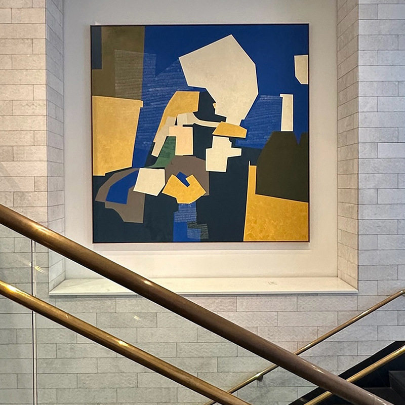 现代抽象手绘油画客厅沙发厚装饰画玄关挂画样板间餐边柜壁画方形