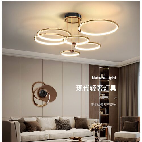客厅灯现代简约led主卧室房间灯具北欧创意个性圆环餐厅客厅吊灯