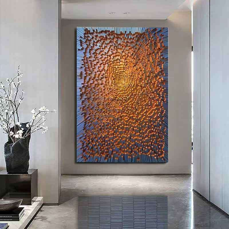 马赛克粒现代装饰画手工制作天然木块画沙发背景墙挂画玄关壁画