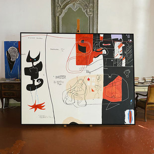 艺术家抽象卡通newmasus画玄关趣味艺术挂画餐厅卧室客厅装饰油画