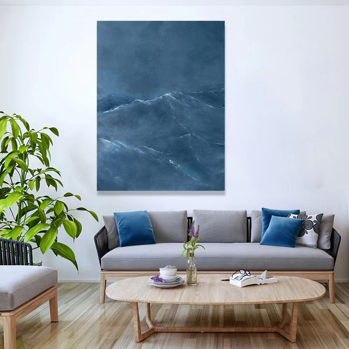 现代简约纯手绘玄关过道装饰画客厅沙发背景墙大幅落地画餐厅挂画