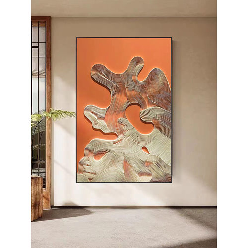 现代轻奢手工立体艺术卡纸实物画客厅餐厅装饰画抽象玄关大幅挂画