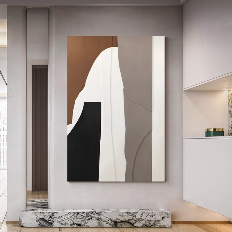 抽象玄关装饰画现代简约立体木雕客厅背景墙挂画入户走廊过道壁画图片