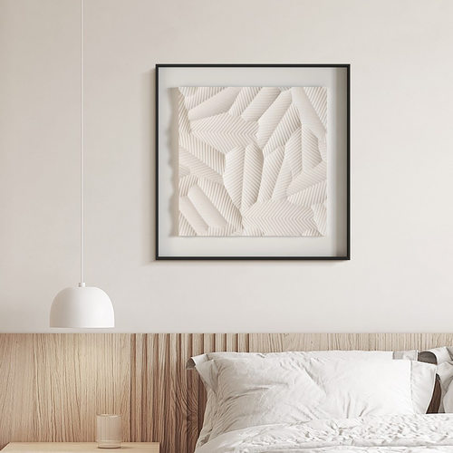 现代简约奶油风立体浮雕装饰画入户玄关高级感卧室餐厅砂岩挂画